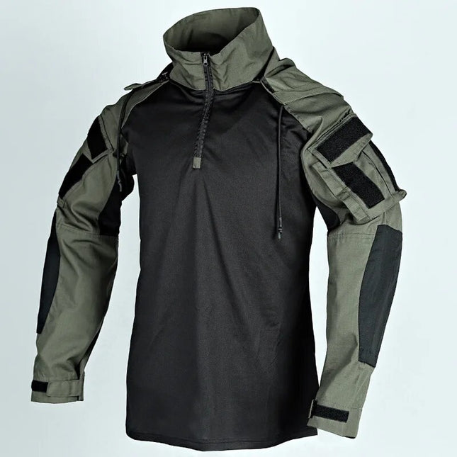 US Army Hooded Collar Shirt Tactics Military Combat T-Shirt Men Tactical Airsoft Paintball Waterproof Camping Hunting Clothing
