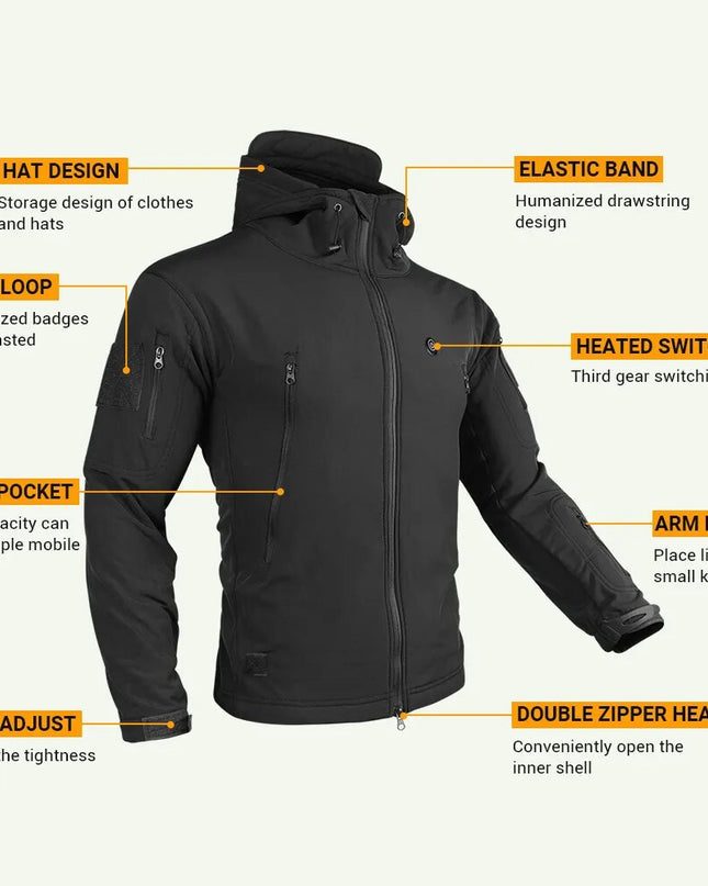 Heated Jacket Men Women's Autumn Jacket Hooded Windbreaker Tactical Hunting Hiking Camping Winter Warm Fishing Skiing Clothing