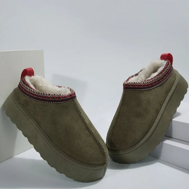 New Winter Retro Women Snow Warm Suede Leather Lazy Loafers Boots Shoes Woman Lady Female Flat Bottine Botas Boots  Shoes 2023