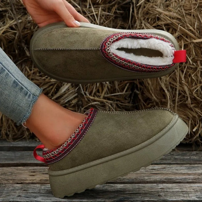 New Winter Retro Women Snow Warm Suede Leather Lazy Loafers Boots Shoes Woman Lady Female Flat Bottine Botas Boots  Shoes 2023