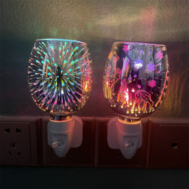 3D Colorful Aromatherapy Lamp Fireworks Electric Plug In Led Light Diffuser Burner Melt Warmer Gypsophila Melt Oil Wax Aroma