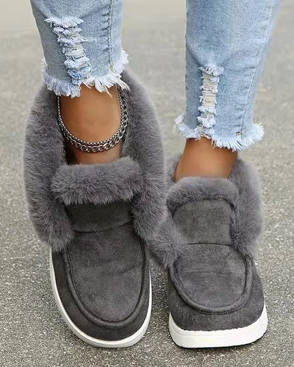 New Ladies Slip on Comfortable Ankle Boots Women Winter Warm Plush Fur Snow Boots Suede Shoes Female Footwear Botas Femininas