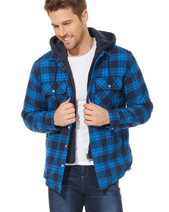 MEN'S CAMP NIGHT BERBER LINED HOODED FLANNEL SHIRT JACKET WITH REMOVABLE HOODY