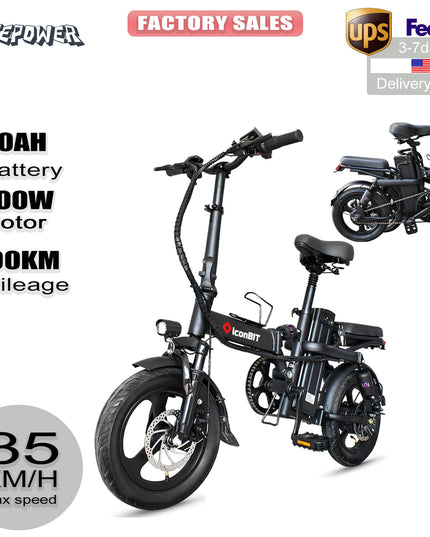 Powerful 400W Fat Tire Foldable Electric Bike | 48V 30AH Battery | Urban Commuter E-Bike for Adults