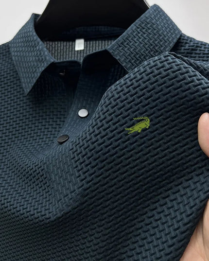 Men's Embroidery Brand High Quality Knitted Ice Cool Polo Shirt Summer Casual Polo Collar Rib Breathable Top Short Sleeve T-shir