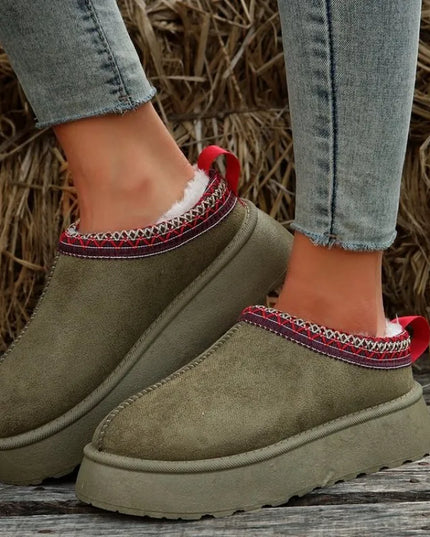 New Winter Retro Women Snow Warm Suede Leather Lazy Loafers Boots Shoes Woman Lady Female Flat Bottine Botas Boots  Shoes 2023