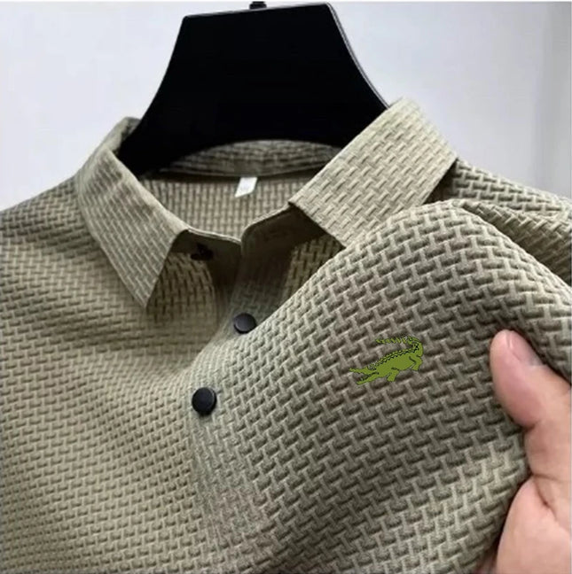 Men's Embroidery Brand High Quality Knitted Ice Cool Polo Shirt Summer Casual Polo Collar Rib Breathable Top Short Sleeve T-shir