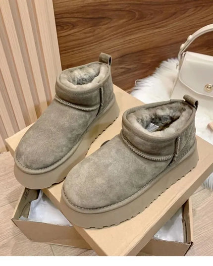 2023 Sheepskin Wool Comprehensive Anti-skid Snow Boots Women's Mini Short Boots Warm Winter Thickened Women's Shoes Botas Mujer