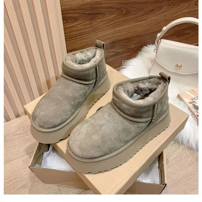2023 Sheepskin Wool Comprehensive Anti-skid Snow Boots Women's Mini Short Boots Warm Winter Thickened Women's Shoes Botas Mujer