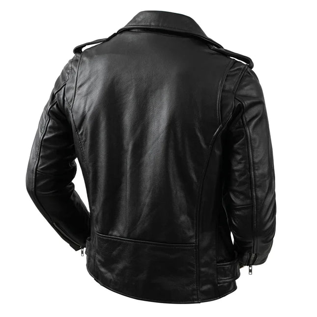 Genuine Cowhide Leather Motorcycle Coat Cow Skin Jacket Men Lapel Leather Jackets Mens Clothing Real Leather Coat Men