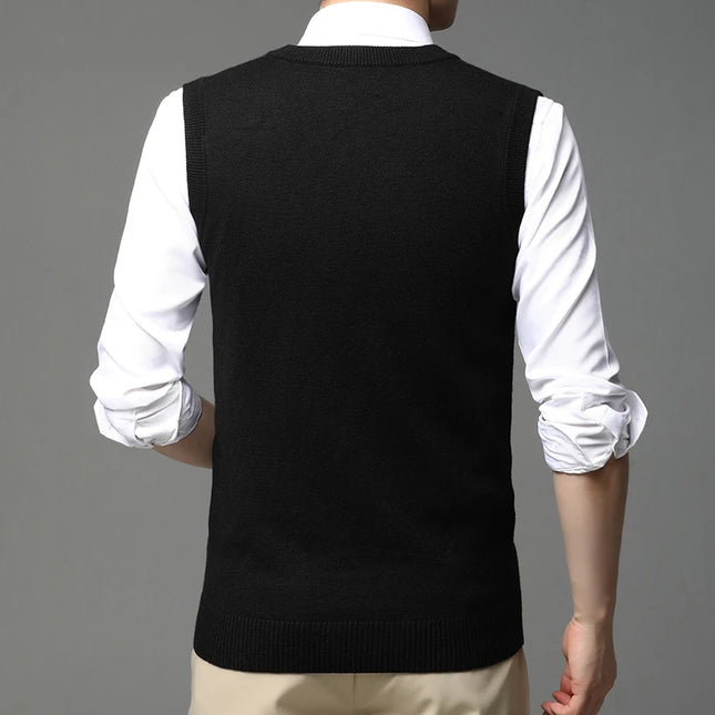 2022 Sweater Vest Men Simple All-match V-neck Solid Sleeveless Male Tops Basic Cozy Korean Style Ins Leisure Knitted Size S-4XL