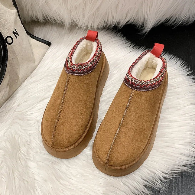 Ankle Flats Platform Women Snow Boots Suede Plush Warm Casual Shoes 2023 Winter New Thick Goth Fashion Shoes Chelsea Women Boots