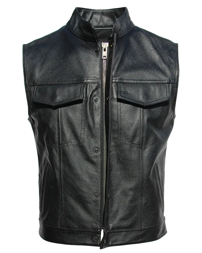 Sons of Anarchy Embroidery Motorcycle Biker Leather Vest Men Genuine Leather Sleeveless Jacket Real Cowhide Club Vest Riding 6XL