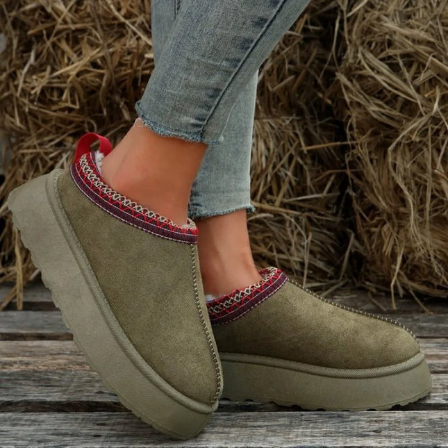 New Winter Retro Women Snow Warm Suede Leather Lazy Loafers Boots Shoes Woman Lady Female Flat Bottine Botas Boots  Shoes 2023