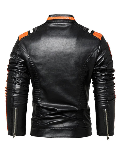 Men Fashion Leather Jacket Men Autumn Motorcycle Slim Fleece Jacket Coat Men Spring Outdoor Casual Motor Biker PU Leather Jacket