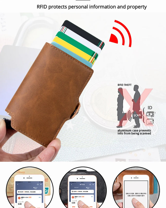 Mens Slim Wallet with Money Clip Pop up RFID Blocking Credit Card Holder Minimalist Wallet for Men
