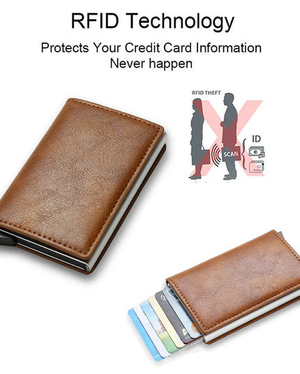 Rfid Credit Card Holder Men Wallets Bank Cardholder Case Small Leather Slim Thin Magic Mini Wallet Smart Minimalist Wallet  2023