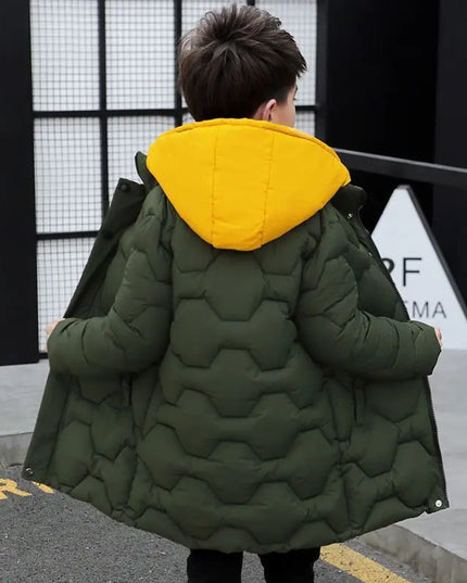 4 6 8 10 12 14 Years Big Boys Jacket Autumn Winter Thicken Warm Teenager Kids Jackets Fashion Long Style Zipper Hooded Boys Coat