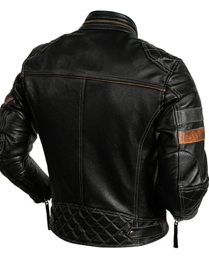 Protective Rider Clothing Natural Cow Leather Jacket Men Motor Biker Coat Mens Motorcycle Jacket Genuine Leather  Jaqueta