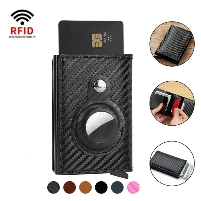 Rfid Credit Card Holder Wallet For AirTag Men Women Wallets Money Bags Leather Wallet For Apple Air Tag Purses Smart Wallet