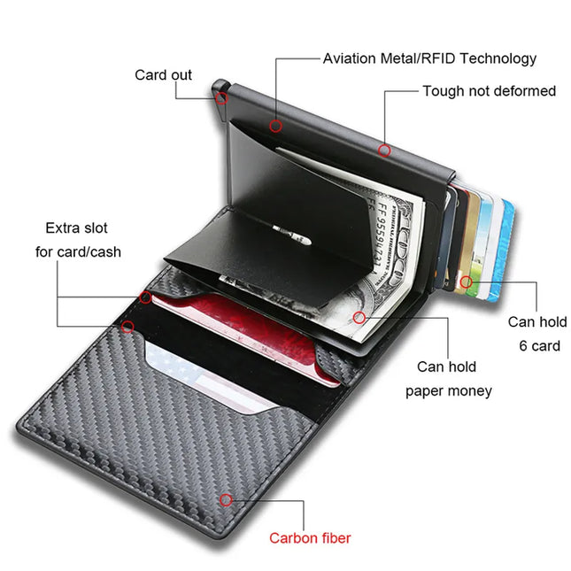 Rfid Credit Card Holder Wallet For AirTag Men Women Wallets Money Bags Leather Wallet For Apple Air Tag Purses Smart Wallet