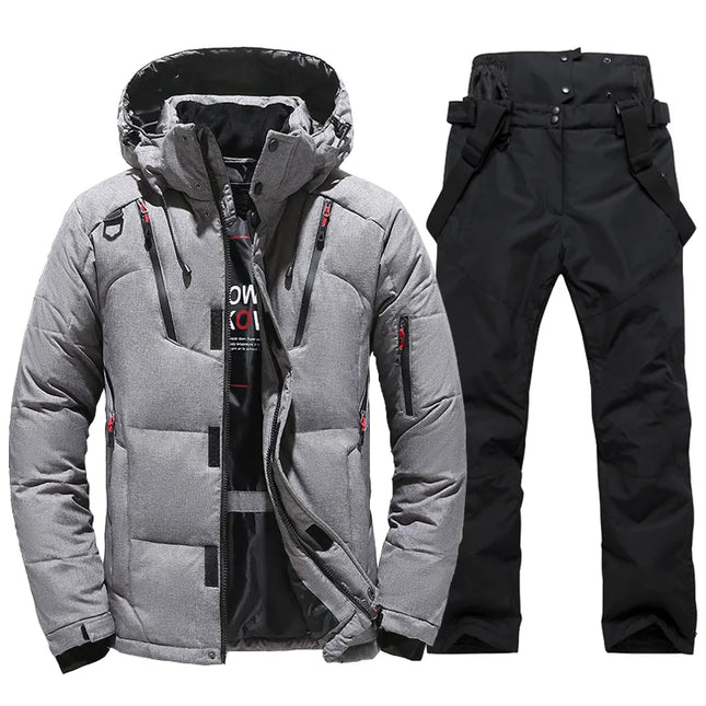 New Thermal Winter Ski Suit Men Windproof Skiing Down Jacket and Bibs Pants Set Male Snow Costume Snowboard Wear Overalls