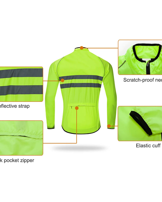 WOSAWE Ultralight Men's Cycling Windbreaker Reflective Jacket Windproof Bike Jacket Water Resistant MTB Road Bicycle Long Jersey