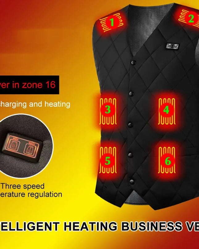 16 Places Zones Heated Vest 3 Gears Heated Vest Coat USB Charging Thermal Electric Heating Clothing Women Men for Camping Hiking