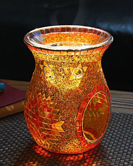 Mosaic Sunflower Glass Wax Melt Oil Burners Candle Holder Ethnic Style Essential Oil Lamp Diffuser Romantic Spa Club Home Decor