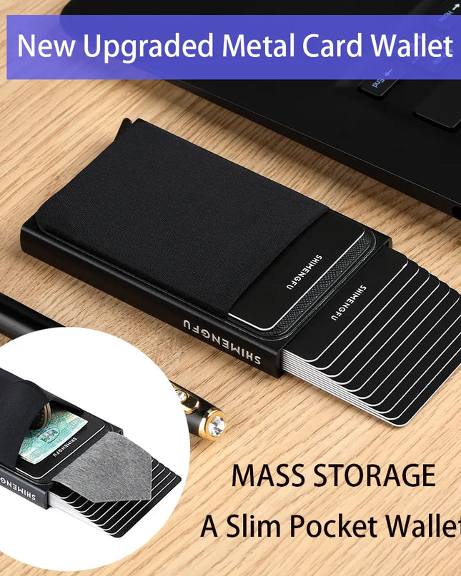 Pop Up RFID ID Card Holder Male Wallet Mini Package Aluminum Metal Protective Gear Storage Bag Smart Quick Release Women Purse
