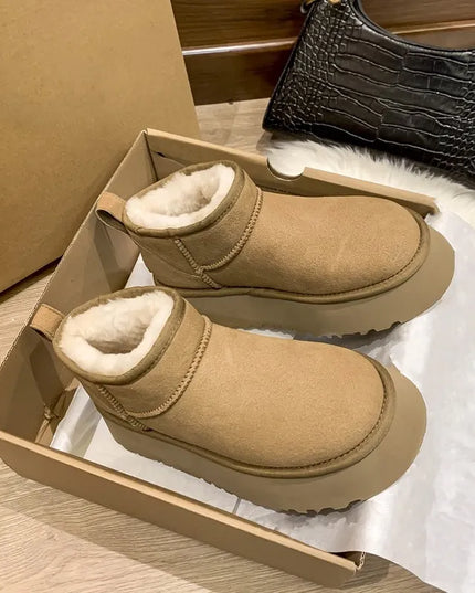 2023 Sheepskin Wool Comprehensive Anti-skid Snow Boots Women's Mini Short Boots Warm Winter Thickened Women's Shoes Botas Mujer