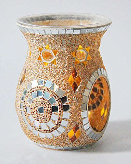 Mosaic Sunflower Glass Wax Melt Oil Burners Candle Holder Ethnic Style Essential Oil Lamp Diffuser Romantic Spa Club Home Decor