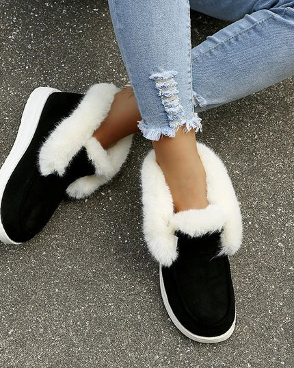 New Ladies Slip on Comfortable Ankle Boots Women Winter Warm Plush Fur Snow Boots Suede Shoes Female Footwear Botas Femininas