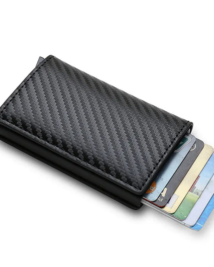 Carbon Fiber Credit Card Holder Wallets Men Brand Rfid Black Magic Trifold Leather Slim Mini Wallet Small Money Bag Male Purses