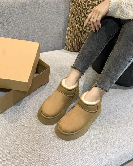 2023 Sheepskin Wool Comprehensive Anti-skid Snow Boots Women's Mini Short Boots Warm Winter Thickened Women's Shoes Botas Mujer