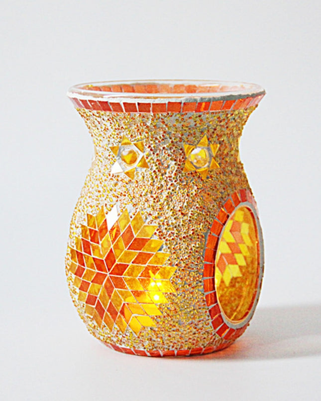 Mosaic Sunflower Glass Wax Melt Oil Burners Candle Holder Ethnic Style Essential Oil Lamp Diffuser Romantic Spa Club Home Decor