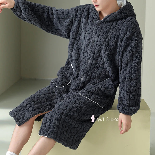 Flannel Men's Robe Pajama Warm Winter Nightwear Kimono Man Sleepwear Plus Size 6XL Pajamas Thick Sleepwear Bathrobe Home Clothes