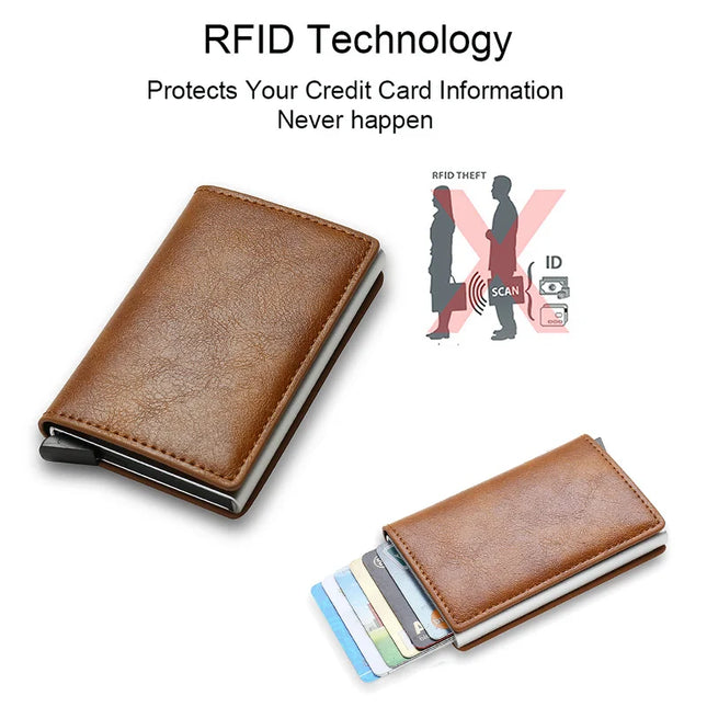 Rfid Credit Card Holder Wallet For AirTag Men Women Wallets Money Bags Leather Wallet For Apple Air Tag Purses Smart Wallet