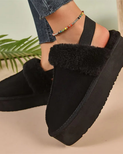 NewFashion Winter Brand Plush Cotton Slippers Women Flats Shoes Fashion Platform Casual Home Suede Fur Warm Slingback Flip Flops