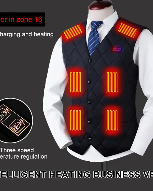 16 Places Zones Heated Vest 3 Gears Heated Vest Coat USB Charging Thermal Electric Heating Clothing Women Men for Camping Hiking