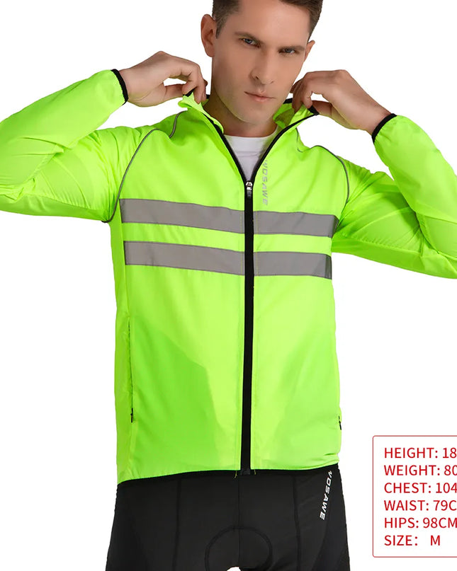 WOSAWE Ultralight Men's Cycling Windbreaker Reflective Jacket Windproof Bike Jacket Water Resistant MTB Road Bicycle Long Jersey