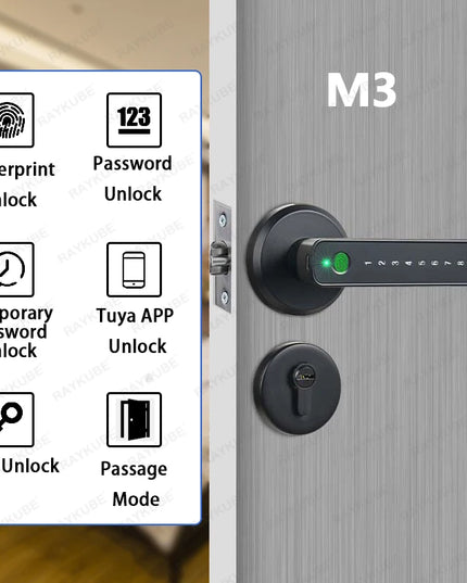 Fingerprint Lock Intelligent Security Door Lock Encryption Smart Life App Password Key Card Unclock