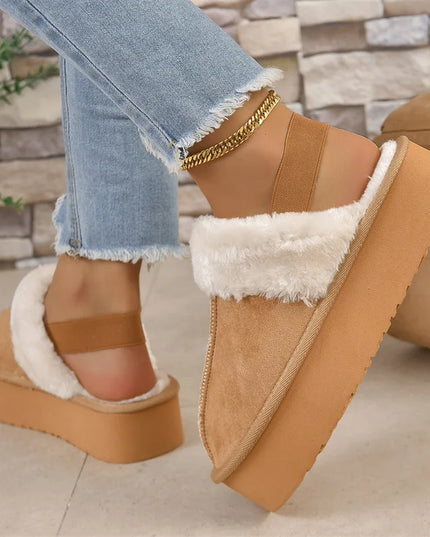 NewFashion Winter Brand Plush Cotton Slippers Women Flats Shoes Fashion Platform Casual Home Suede Fur Warm Slingback Flip Flops