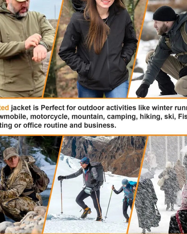 Heated Jacket Men Women's Autumn Jacket Hooded Windbreaker Tactical Hunting Hiking Camping Winter Warm Fishing Skiing Clothing