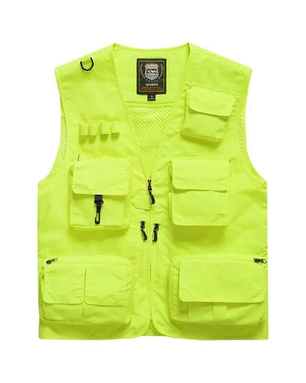 Plus Size S-7XL Men's Outdoor Vest Hiking Fishing Hunting Orange Multi-pockets Waistcoat Quick-dry Breathable Chaleco Tactico