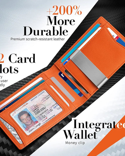 Slim Wallet for Men-Leather Money Clip Mens Wallets-RFID Blocking Front Pocket Bifold Credit Card Holder