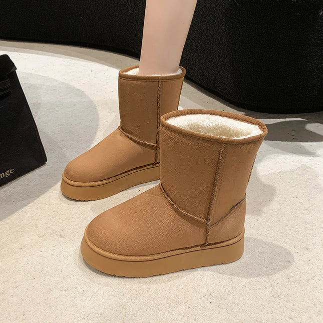 2023 Winter Fur Classic Platform Boots Designer Women's Men's Snow Boots Genuine Leather Thick Sole Brown Anti Slip Boots