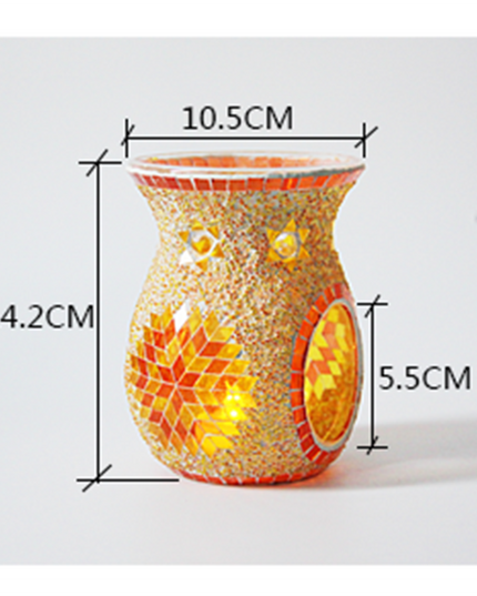 Mosaic Sunflower Glass Wax Melt Oil Burners Candle Holder Ethnic Style Essential Oil Lamp Diffuser Romantic Spa Club Home Decor