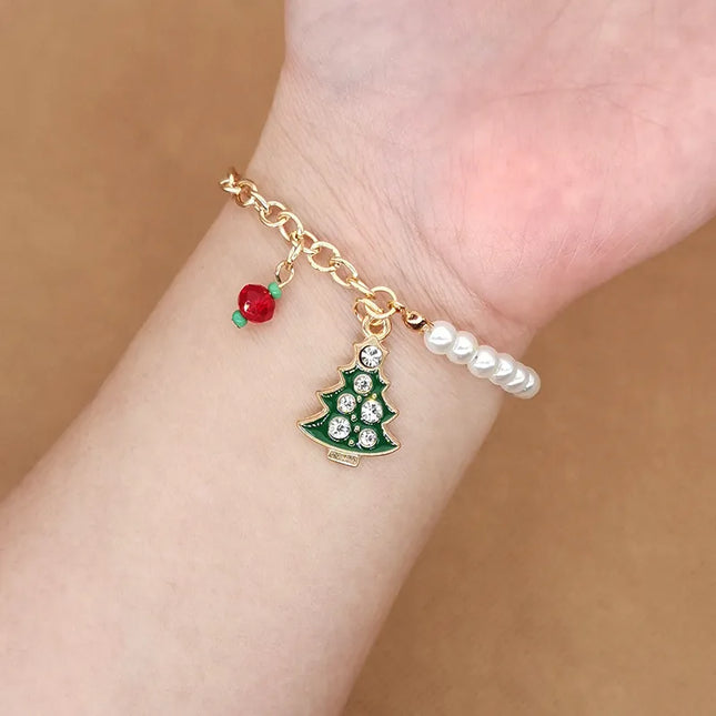 2023 New Christmas Bracelets Enamel Xmas Tree Bell Santa Snowflake Bracelet Charms for Women Men Gifts Trendy Jewelry Set