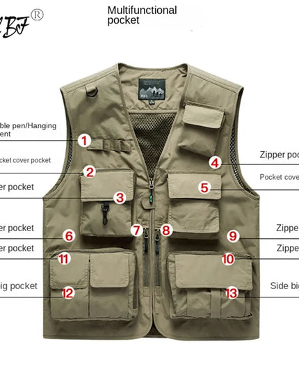 Multi Pocket Fishing Vests Quick Breathable Outdoor Mesh Jackets Photography Hiking Vest Outdoor Sport Men Breathable Vest